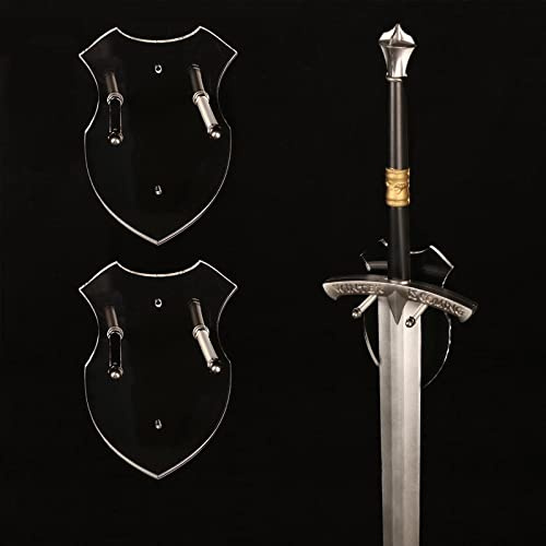 HHUXIUE Vertikale Schwert-Wandhalterung, Unsichtbarer Wandmontierter Schwertständer für 1 Schwert, Katana oder Axt Samurai-Schwert Display, Mittelalterliche Dekoration (Transparent, 2 Satz)