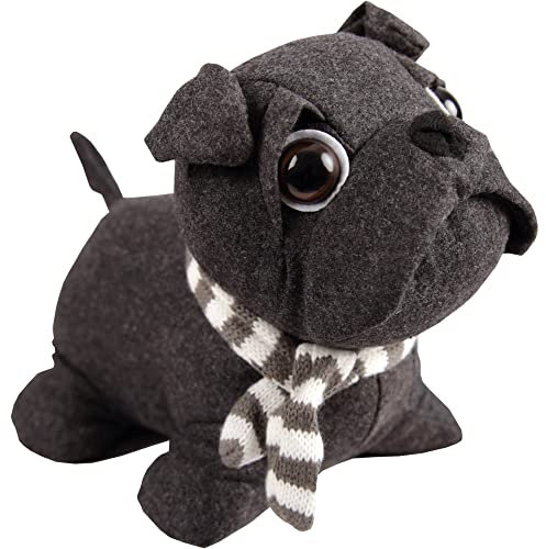Türstopper (Anthrazit) Mops/Bulldogge 25x20cm Türsack, Plüschdeko schwer (1000g) für innen, Fensterfeststeller, Kinderzimmer Deko
