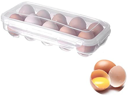Labstandard Eierbox 10, 18 Gitter Transparent Kunststoff Eierbehälter für Kühlschrank Stapelbar Tragbare Ei Aufbewahrungsbox mit Deckel Ei Halter Eierablage Ei Organizer (10 Gitter)