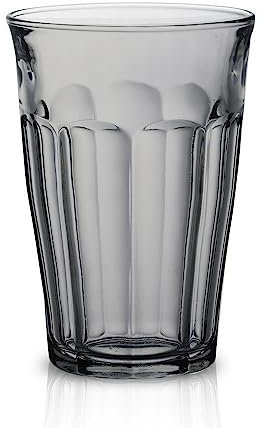 Duralex Set 4 Vasos Vidrio Templado 36cl Apilables, Pack Vasos Cocina Resistentes para Agua Zumo Refresco, Uso Diario, Colores Surtidos Colección Picardie