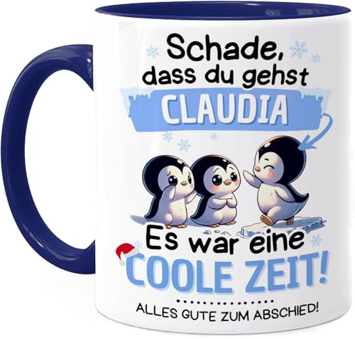 Tassenliebling® Abschiedsgeschenk Kollegin Tasse - Blau - Abschied Kollege Kollegin Tasse - Schade, dass du gehst - Beidseitiger Druck - Bürotasse zum Jobwechsel - Arbeitskollegin