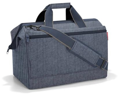 reisenthel Allrounder L Pocket Herringbone Dark Blue – Vielseitige Doktortasche für Reise, Arbeit und Freizeit – Mit praktischer Trolley-Aufsteckfunktion