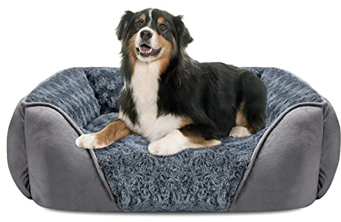 INVENHO X-Large Dog Bed for Large, Medium, Small Dogs - Rectangle, Washable, Orthopedic, Soft Calming Sleeping Puppy Bed - Durable Pet Cuddler with Anti-Slip Bottom - XL (35x25x10)