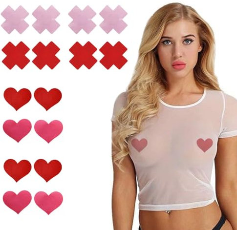 Reccisokz 8 Paires Cache tetons femme de Cache-tétons Noirs, Bande Mammaire, imperméable, Invisible et Respirante, Auto (A)