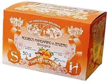 Sweet Herbs® | Té de hierbas Rooibos, mandarina y jengibre | Infusión de Rooibos, Frutas y Especias Ecológica - 20 Filtros en Sobres Individuales (30 Gr)