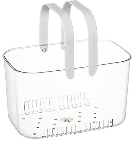 HERCHR Borsa da Doccia Portatile Tote, Trasparente Porta Oggetti per Doccia con Buco per Bagno, Cesto portaoggetti Bagno in plastica con Comodo Manico, Contenitori Portaoggetti Organizzatore