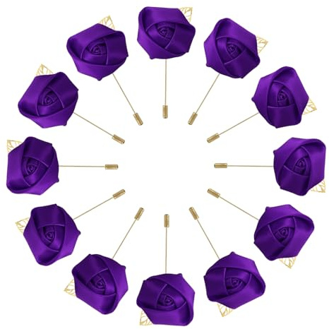 QUARKZMAN 24 Stück Bräutigam Anstecksträuße Rosen Anstecknadeln für Männer Hochzeitszeremonie Jubiläum Formelles Abendessen Party Dunkellila