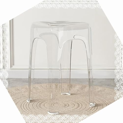DAQXYH Sgabelli Impilabili per Casa Sgabello Trasparente Sgabelli Alti Impilabili 46cm Sgabello da Bar in Acrilico per Riunioni di Famiglia, Soggiorno, Cucina(Transparent)