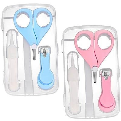 ORFOFE 2sätze Babynagelpflege-set mit Werkzeugen für Trimmen Aufbewahrungsbox Nagelknipser Babynagelschere Nagelfeile Pinzette für Neugeborene