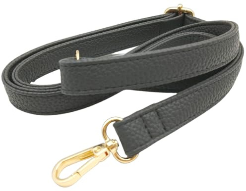 Keriocusi PU Lederriemen für Klein Tasche Grau, Verstellbarer Damen Taschengurte mit Karabiner Gold, 80-125 cm Tragegurt Tasche für Damen, Crossbody Gurt, 1.9cm, 1802