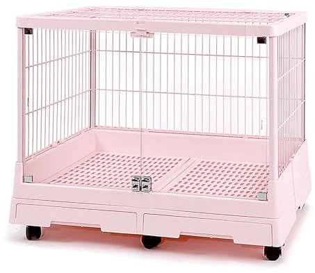 WPWSDWMX Kaninchenstall für Draußen mit Ausziehbaren Tabletts, Kaninchenkäfig auf Rädern, tür aus Gehärtetem Glas und Hasenstall aus Metall, Abnehmbares Meerschweinchenhaus(Pink)