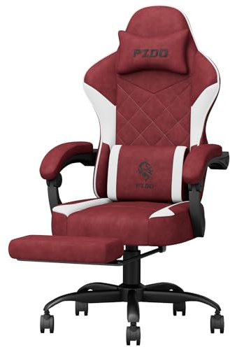 Meesus Gamer Chair, Gaming Chairs, Ergonomic Gaming Chair for Adults with Footrest Headrest, Technical Fabric Gaming Chairs with Thick Cushion & Lumbar Support, 350LBS, Teens, Gift, Red