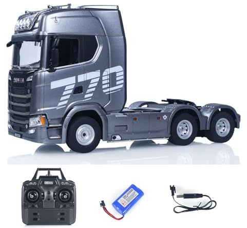 wheelfun 770S Plastic 1/18 RC Tractor Truck Toys Finished RTR 7.4V Battery Radio 19CH Light Sound Effects Remote Control Lorry Car-gray