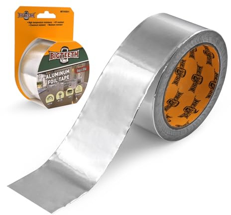 BIGTEETH Aluminum Tape - 5cm x 20m Waterproof Tape Aluminium Foil Tape for Sealing Hot and Cold Air Ducts, Metal,Plastic,High-temperature resistant (-4°F to 248°F)