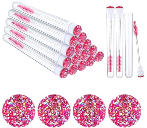 40PCS Disposable Mascara Brushes Tubes Set, 20 Empty Mascara Wand Tube with 20 Eyelash Brush for Eyelash Extension Lash (Pink)