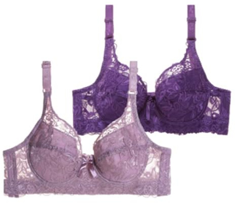 Confezione da 2 reggiseni da donna con ferretto push up in pizzo – Bra taglie grandi Minimizer reggiseni trasparenti non imbottiti biancheria intima classica a coppa piena Bralette lingerie da donna