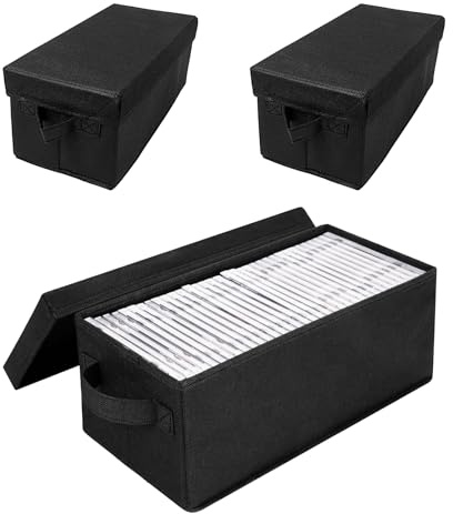 GeluEla 3 CD Tasche,CD/DVD Aufbewahrungsbox,CD Boxen Aufbewahrung CD Taschen Aufbewahrung CD Hüllen für Auto und Zuhause, 135CDS /60DVDS