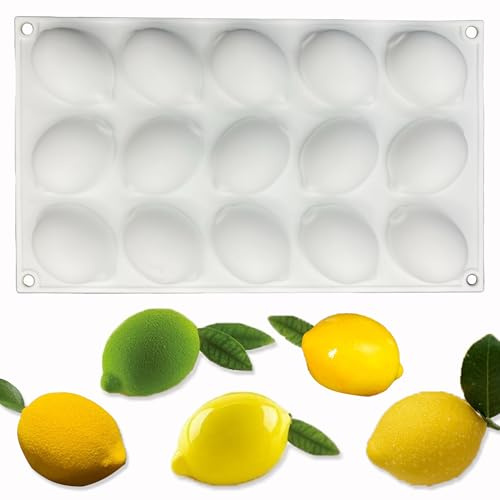duoyif Stampo Limone Silicone, Stampi Limoni Per Cioccolato, Stampi Torta Mousse Limone, Stampo Da Forno Limoni Per Cioccolato Mousse Dessert Torta Decor Cupola Mousse (Bianco, 55x25mm)