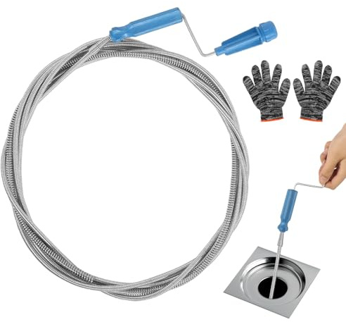 Spirale per la pulizia dei tubi, 5 m, a spirale, per la pulizia dei tubi, a spirale, per lo scarico, a spirale, per la pulizia dei tubi, per lo scarico