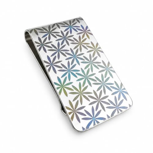 UtilityNest Engraved Asanoha Hemp Leaf Money Clip, Stainless Steel Money Clip for Men UK, Slim Money Clip for Cash, Japanese Design, Made in the UK, Unique Gift (Clip Only)