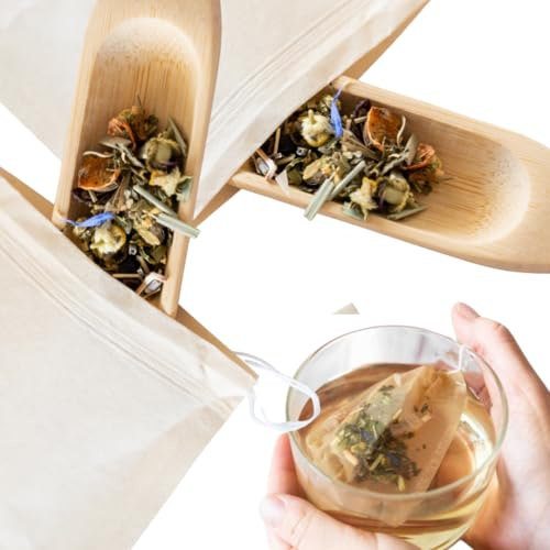 Lot de 300 sachets de thé jetables et compostables | Filtres à Thé papier avec cordon 7 * 9cm | 100% biodégradables | Idéal Infusion Feuilles de Thé, Tisanes, Plantes et Épices | Sans Plastique