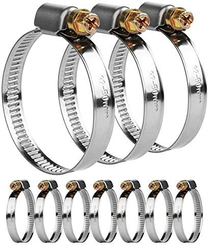 10Pcs 32mm-50mm DIN3017 Adjustable Stainless Steel Worm Drive Hose Clamp/NANDEYIBI Drive Pipes/Connection Fittings for Home Gas Pipe/Car/Tractor/Locomotive/Ship