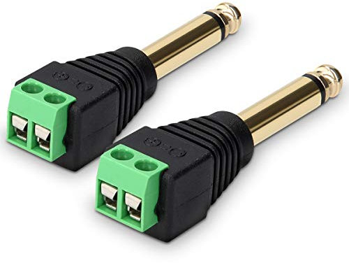 kwmobile 2X 6,35mm Klinkenstecker Adapter - Klinke auf 2-Pin Audio Kabel Terminal Block Set - Terminalblock 6.35mm Klinke 2-polig - Schraubbefestigung