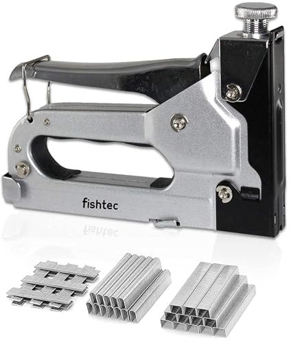 Graffatrice Chiodatrice Multifunzione: da muro, per cavi, chiodi - Graffatrice Manuale per decorazione, legno, tessuto, fai da te - Include 400 graffe da muro + 400 per cavi + 400 chiodi -Grigio Nero