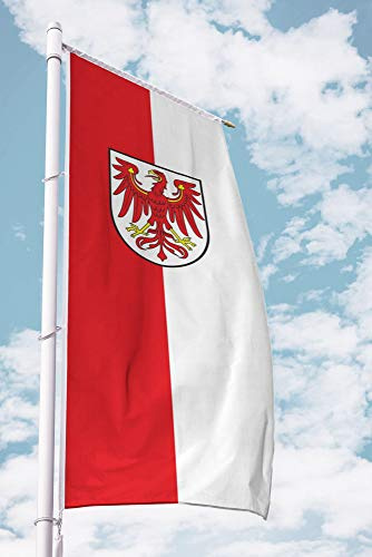Deitert Bundesland-Flagge Brandenburg – 80x200 cm Brandenburg Flagge mit Wappen, Fahne für Ausleger aus reißfestem Polyester