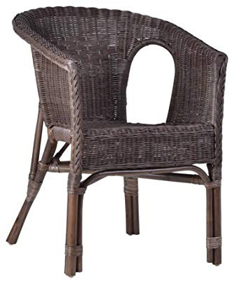 MiaMöbel Armlehnstuhl Rattan 57x75x56 cm Landhausstil Rattan Braun