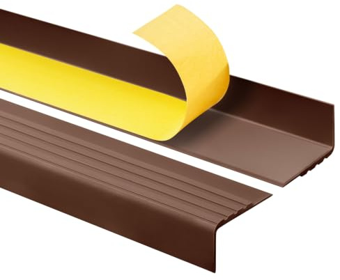 Quest Treppenkantenprofil PVC 30x27 mm Antirutsch - Braun, 150 cm | Selbstklebender Stufenkantenschutz, sorgt für ein sauberes Finish der Stufen, leicht zu reinigen dank Rillenform