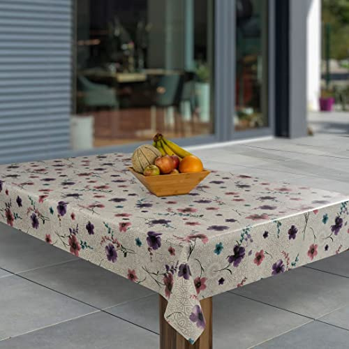 laro Wachstuch-Tischdecke Abwaschbar Garten-Tischdecke Wachstischdecke PVC Plastik-Tischdecken Eckig Meterware Wasserabweisend Abwischbar AP, Muster:Blumen Mandala Ornament, Größe:80x80