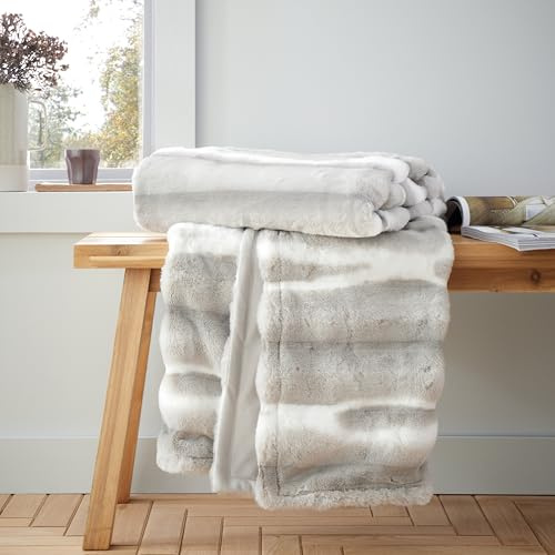 Catherine Lansfield Flint Kuscheldecke aus Kunstfell, 130 x 170 cm, Silbergrau