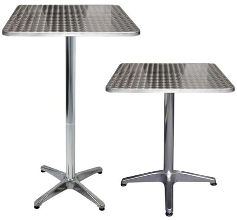 GLIT Stehtisch, 2-in-1, aus Edelstahl und Aluminium, Bistrotisch, höhenverstellbar, 70 oder 110 cm, Stehtisch, Küchentisch, Esszimmer, Außen, Innenbereich, 60 x 60 cm (Ø 60 cm)
