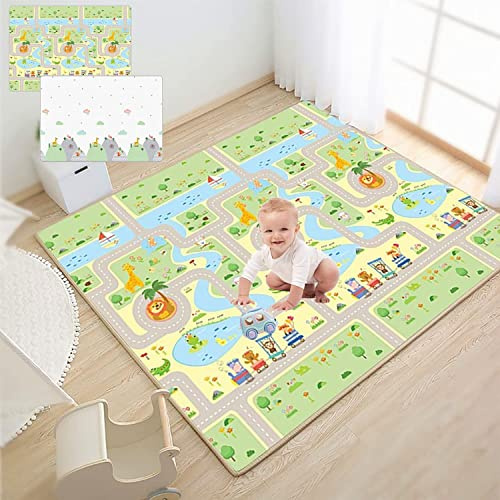 Alfombra de Juego para Bebé 180x120x0.5 Reversible Alfombra Gateo Infantil Suelo Bebes, Plegable,Impermeable, XPE sin BPA, No Tóxico, Antideslizante