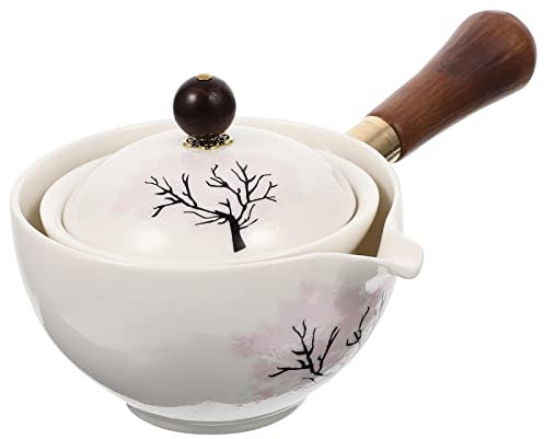 Operitacx Tetera De Cerámica Con Diseño Floral Resistente Al Calor Para Preparar Té a Granel Para Uso Doméstico Asa Lateral Cómoda