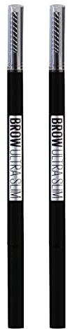 Maybelline New York Brow Ultra Slim Pencil für die Temperatur Augenbrauen mit KAM und Ultrafina Color Tip 006 Black Brown - 2 Cosmetics