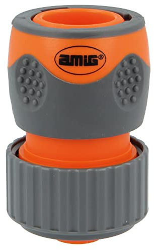 Amig - Snabb slangkoppling - 3/4 - Med Click-to-Connect-system - Snabb och enkel anslutning för trädgårdsvattenslangar - ABS-plast och gummi - Orange och grå