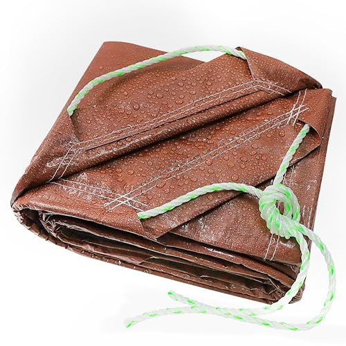 TARPAL 5x5 Feet(2pack) Small tarp with Drawstring Tarp Waterproof Brown Medium Duty tarps Multipurpose Cover for Leaf Camping Firewood Outdoor Furniture etc.