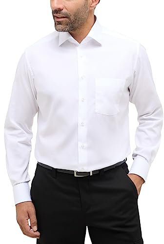 ETERNA, unifarbenes Popeline Kurzarmhemd mit Brusttasche, Comfort Fit Größe 44, Farbe weiß