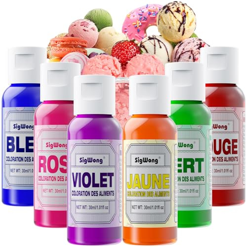 Colorant Alimentaire Liquide - 6 Couleurs X 30ml Vibrantes Concentré Nourriture Dye pour Cuisson, Gâteaux, Biscuits de Fête, Colorant Alimentaire pour Halloween, Noël, Saint Valentin-Végétalien