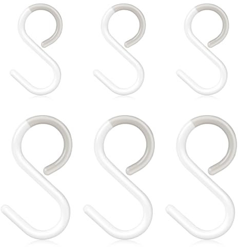Ganci a S in Plastica - 6 Pezzi da 2,5/3,5 Pollici, Silenziosi, Inossidabili, Collo Flessibile per Armadi, Vestiti, Pentole, Stoviglie
