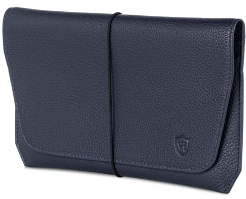 VON HEESEN Leder Reisepasshülle mit RFID-Schutz - Passport-Hülle aus echtem Leder - Reisepass-Organizer für stilbewusste Damen & Herren in Blau