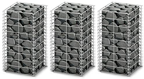 BaraSh Gabionen-Set 3-TLG. Verzinkter Draht 25×25×50 cm Verzinktes Eisen Gabione Gravel Grid Hochteich