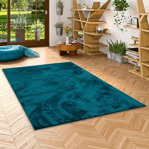 Pergamon Luxus Super Soft Hochflor Langflor Teppich Flauschig Weich Wohnzimmer Schlafzimmer Melia Petrol
