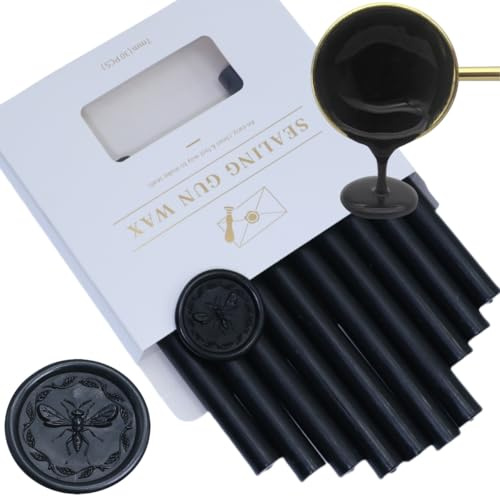 1.1cm Wachs Siegel Stöcke, Atopbb Schwarz Wax Stick 10 Stück Klebepistole Wachs-Siegel-Sticks, für Brief Grußkarten Wein Abdichtung Handwerk machen Hochzeit und Party Einladungen (schwarz)