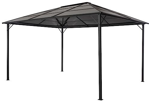 heybb Gartenpavillon mit Dach Aluminium 4×3×2,6 m Schwarz Faltpavillon 4x3 Wasserdicht
