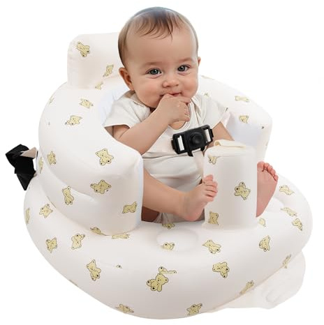 EKEPE Asiento inflable para bebé con arnés para bebés de 3 meses en adelante, silla de piso para bebé para sentarse, asientos de bebé para bebés, silla de bebé inflable con bomba de aire integrada,