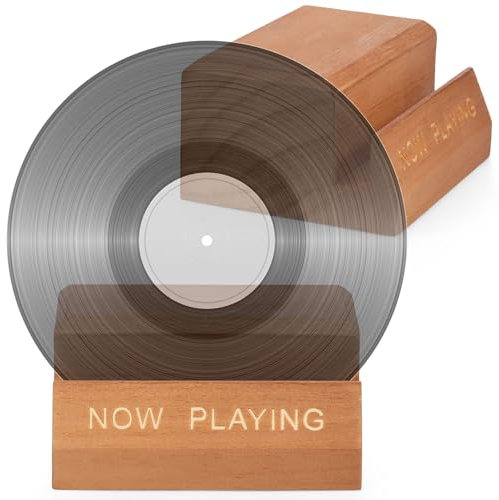 Fyeme Lot de 2 supports de disques vinyles en bois rétro pour jouer à l'heure actuelle - Pour 1,5 cm d'épaisseur - Convient pour ranger des albums CD