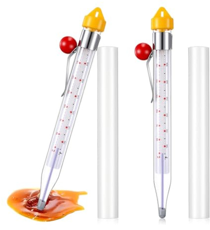 Diheohg 2 Candy Thermometers with Tongs for Saucepan 8 Inch Instant Read Frying Thermometer Cooking Thermometers for Food Sugar Syrup